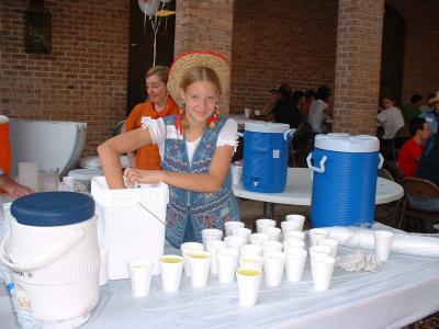 Emily and Grace served water and lemonade all evening